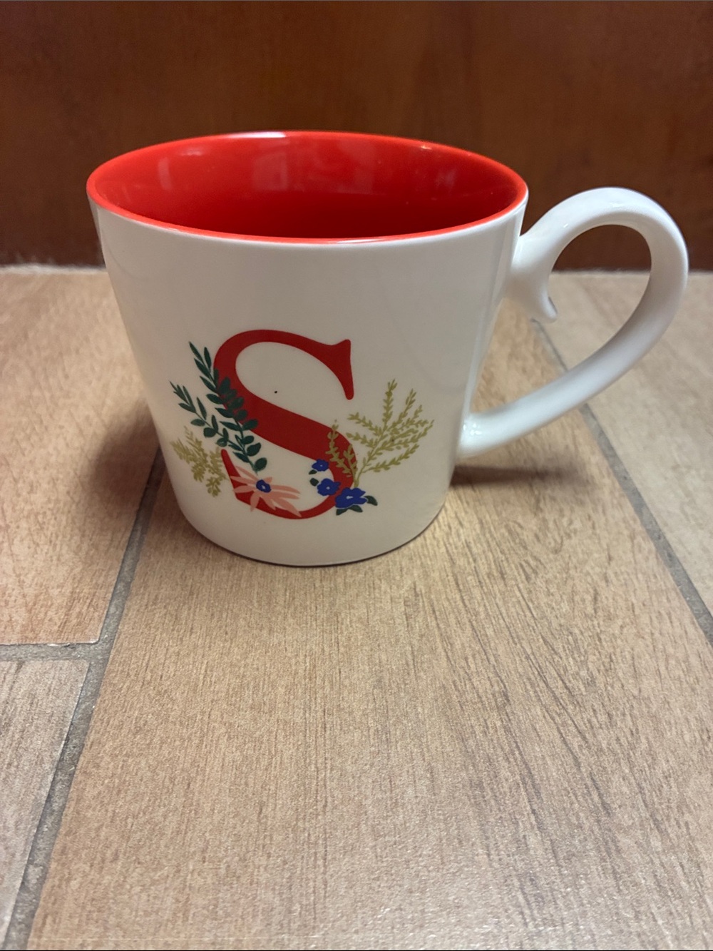 Opalhouse White Mug with Red Interior and Monogram S